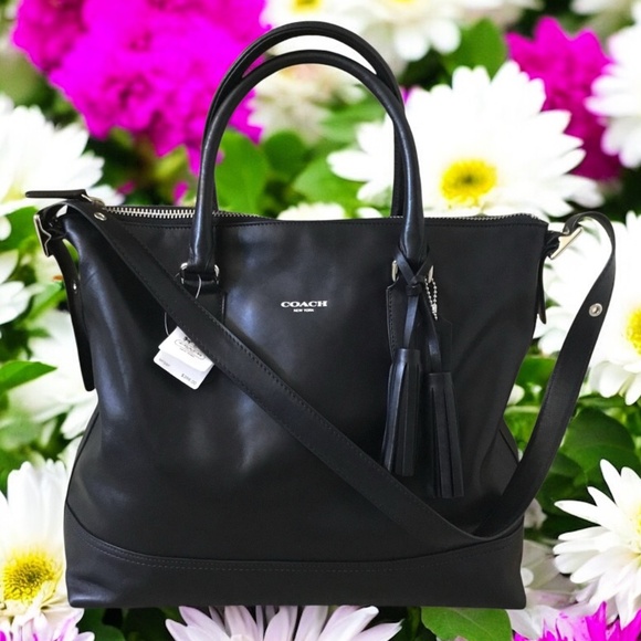 Coach Rory Black Leather Legacy Tote Bag